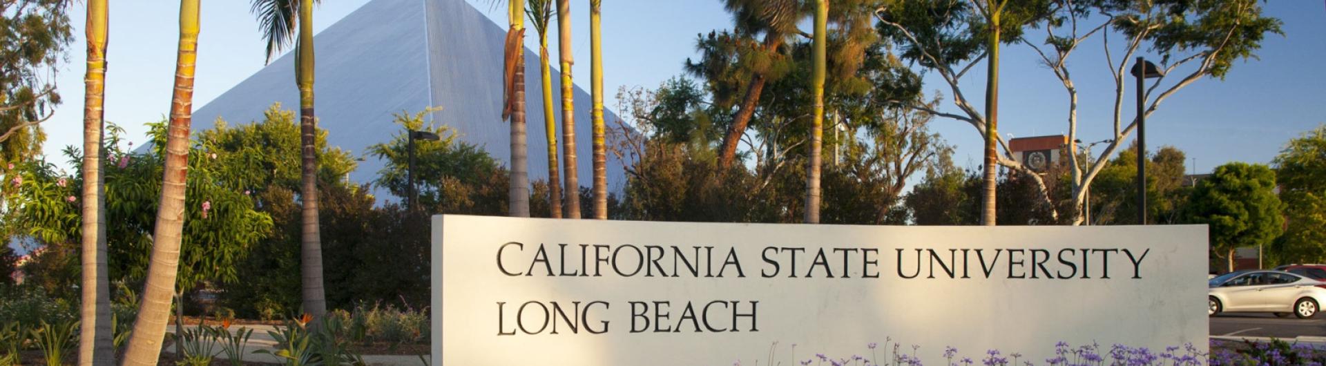 California State Univeristy Sign with Pyramid