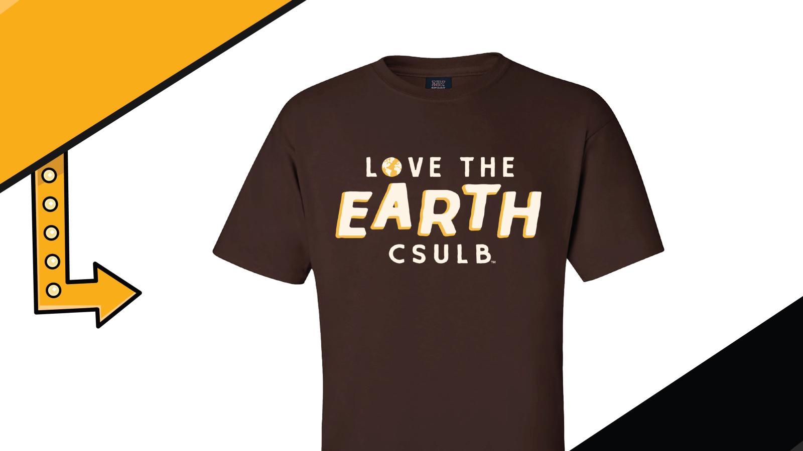 Brown shirt with the words "Love the Earth ' on the front. 